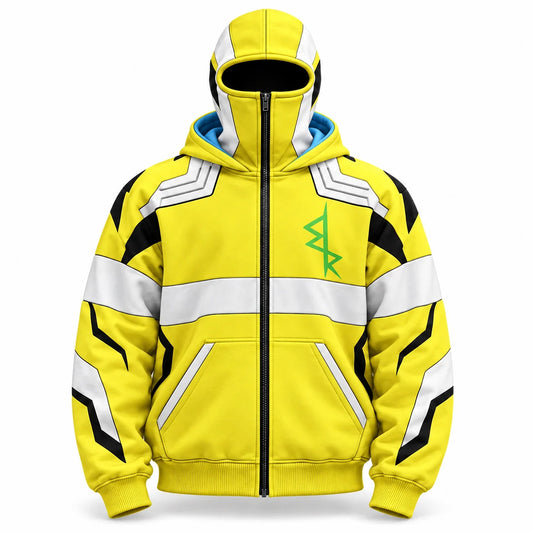 CHOOMWEAR Yellow ski-mask zip-up hoodie - front